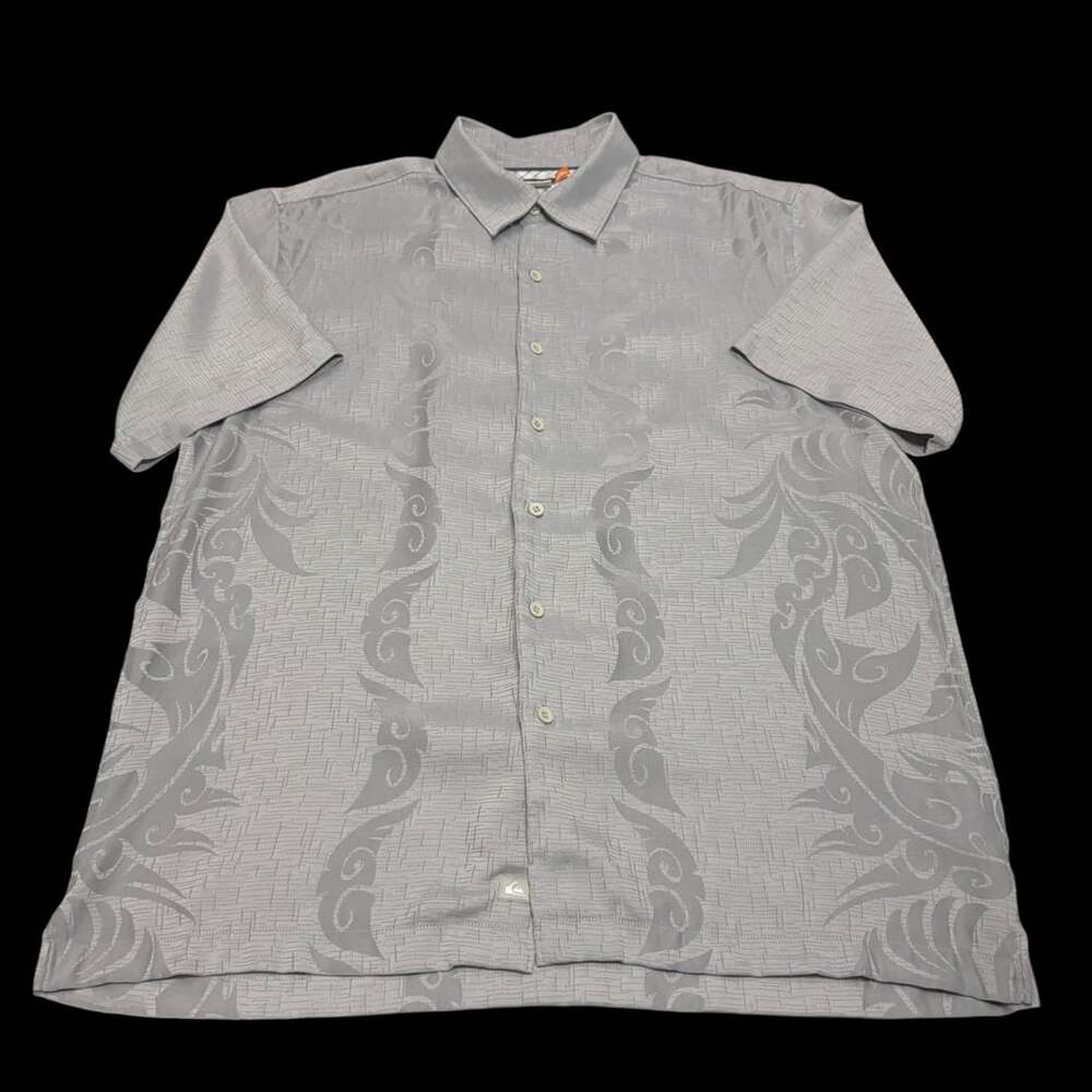 Quiksilver Men's Gray Short Sleeve Button-Up Hawaiian Shirt Size L
